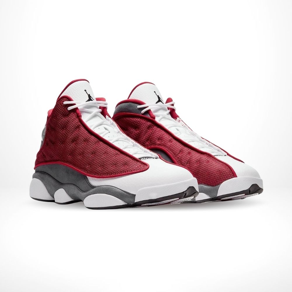 Angled front view of a full pair of Air Jordan 13