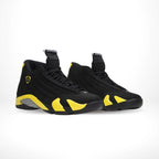 Angled front view of a full pair of Air Jordan 14