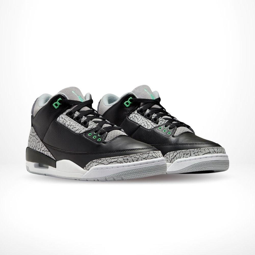 Angled front view of a full pair of Air Jordan 3
