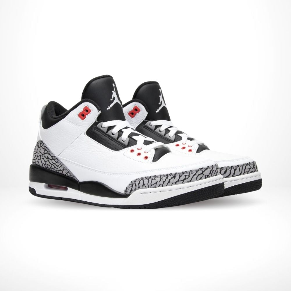 Angled front view of a full pair of Air Jordan 3