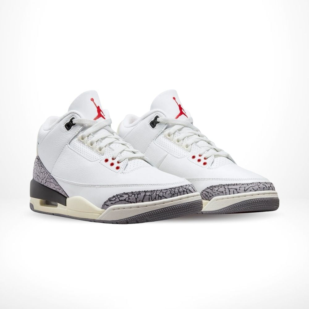 Angled front view of a full pair of Air Jordan 3