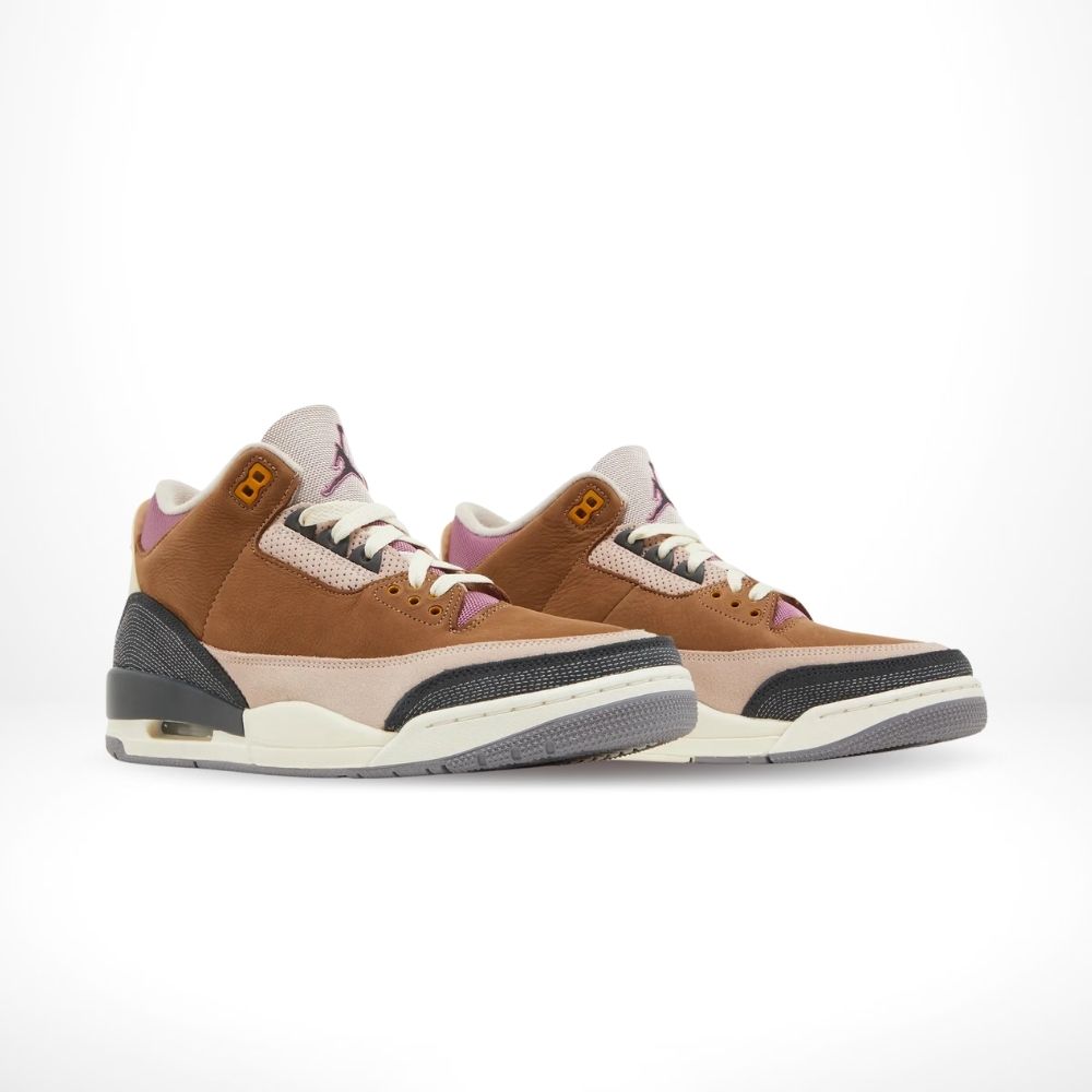 Angled front view of a full pair of Air Jordan 3
