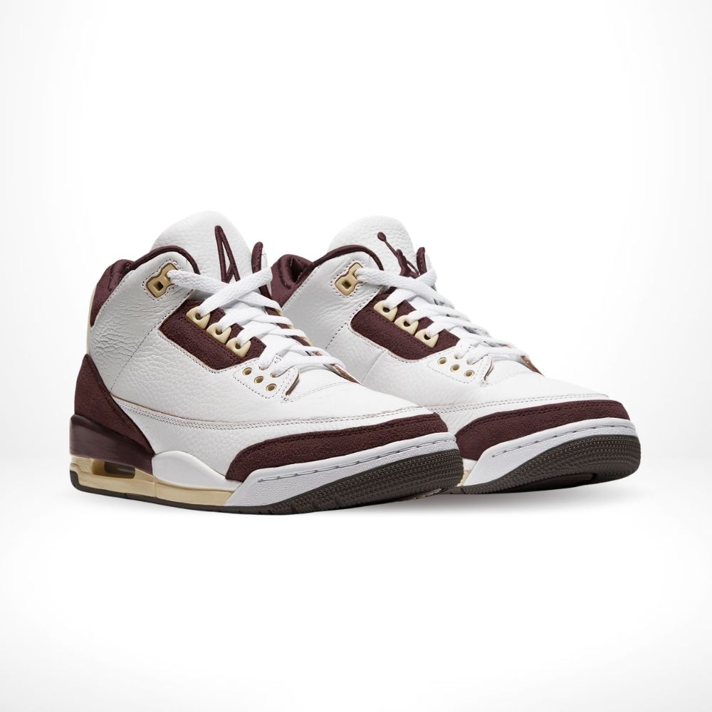 Angled front view of a full pair of Air Jordan 3
