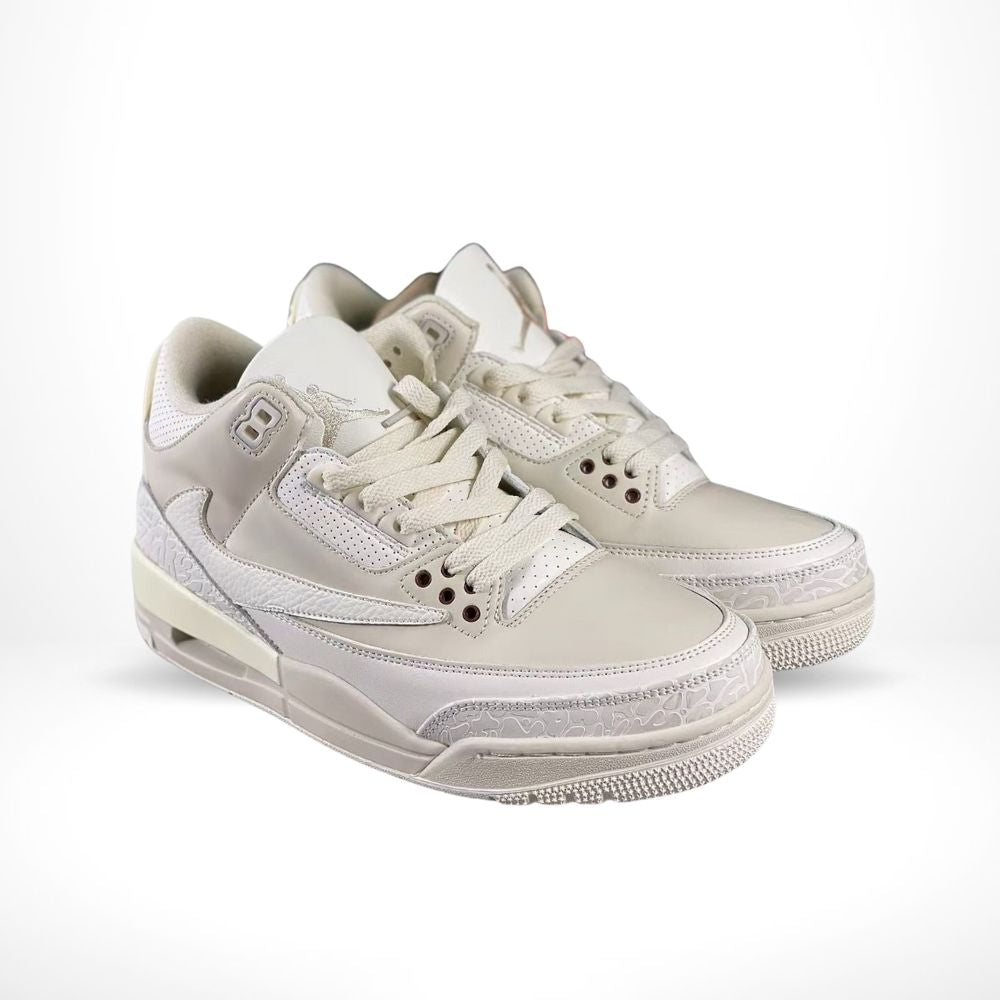 Angled front view of a full pair of Air Jordan 3