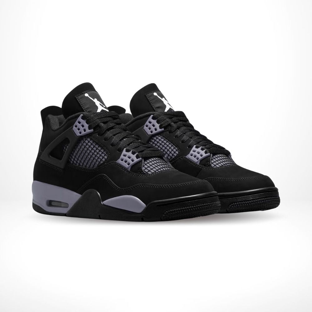 Angled front view of a full pair of Air Jordan 4