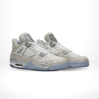 Angled front view of a full pair of Air Jordan 4