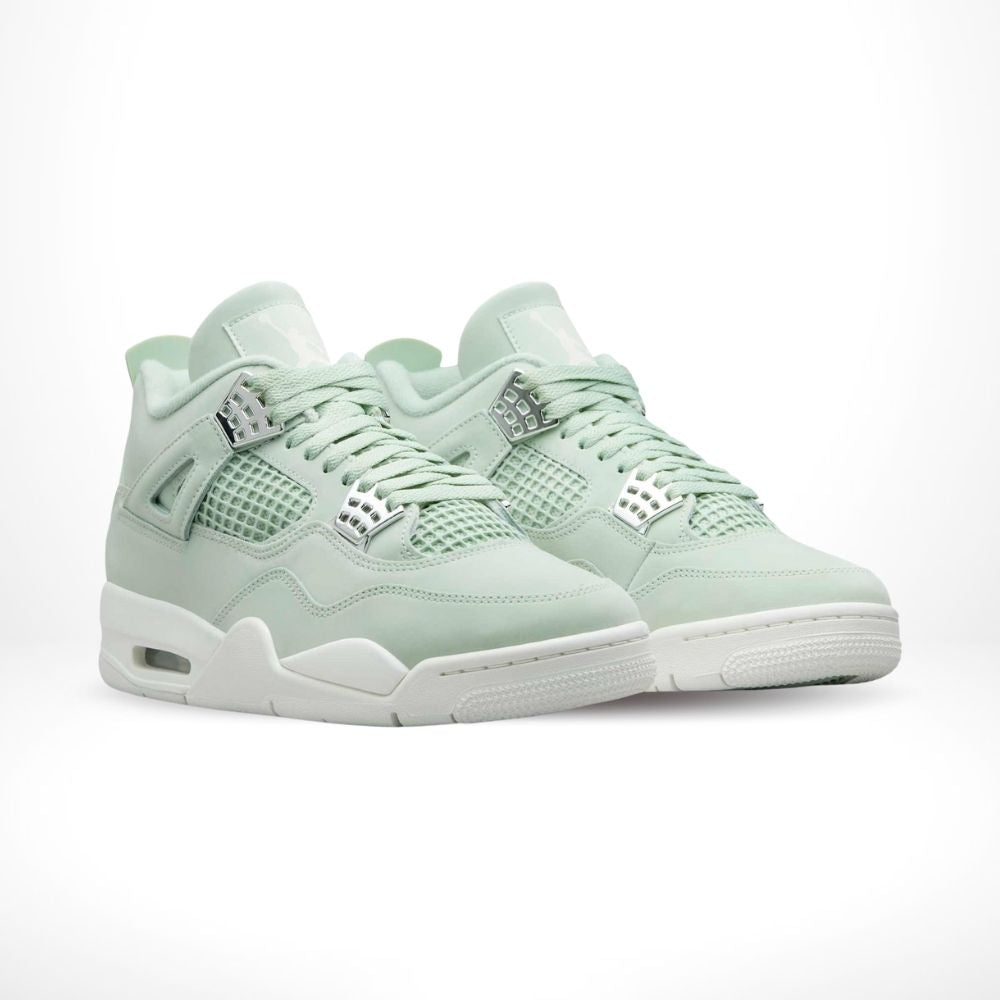 Angled front view of a full pair of Air Jordan 4