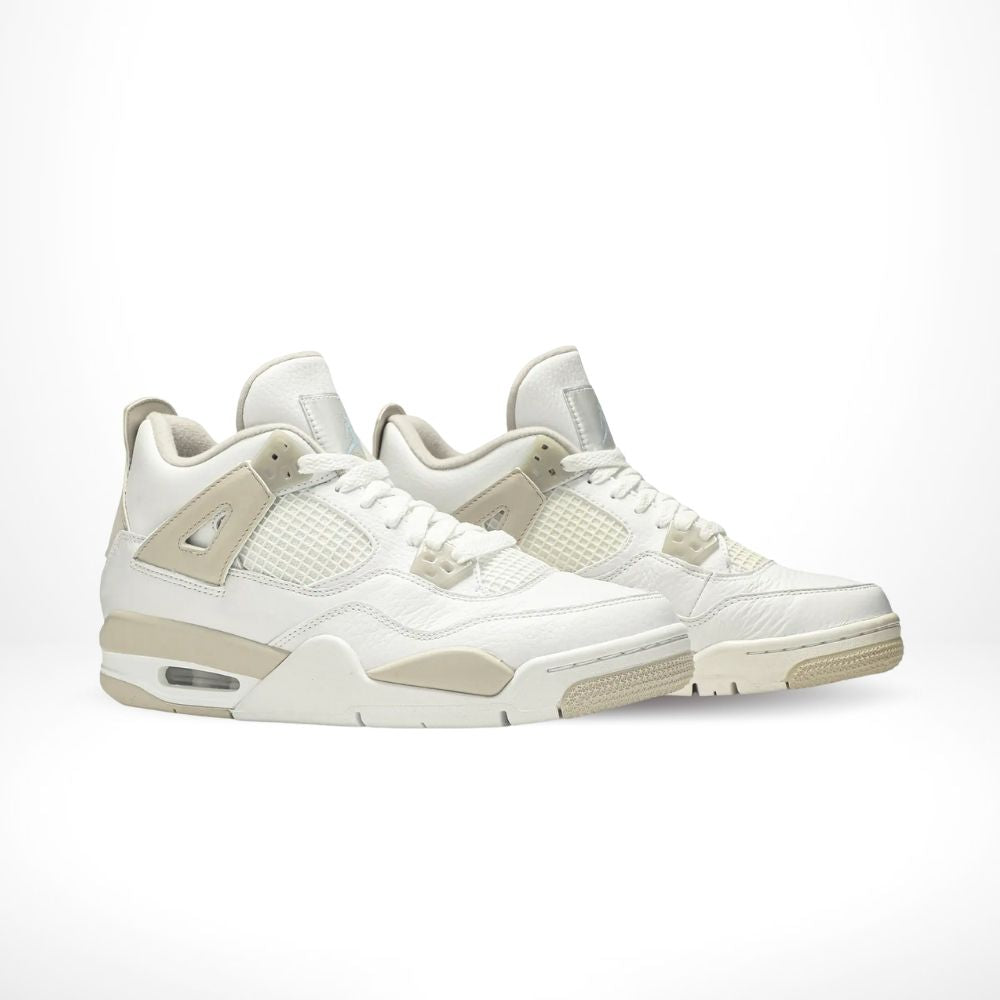Angled front view of a full pair of Air Jordan 4