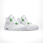 Angled front view of a full pair of Air Jordan 4