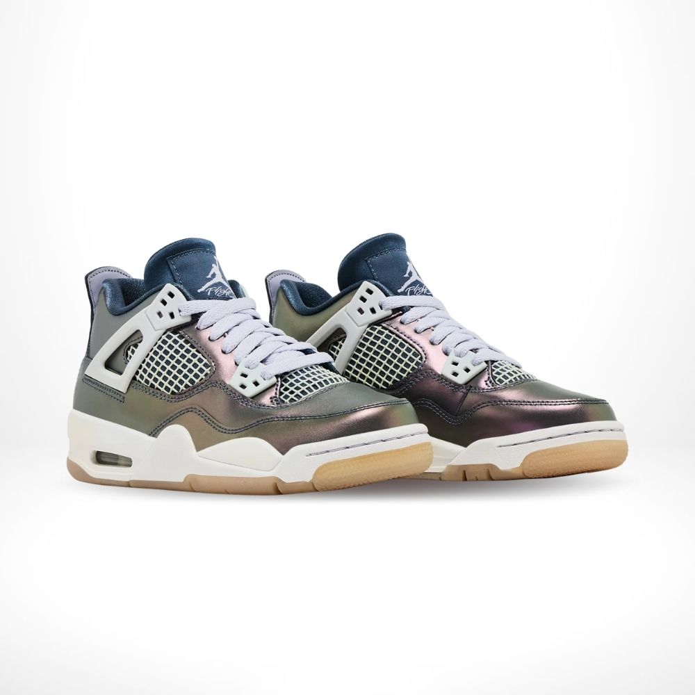 Angled front view of a full pair of Air Jordan 4