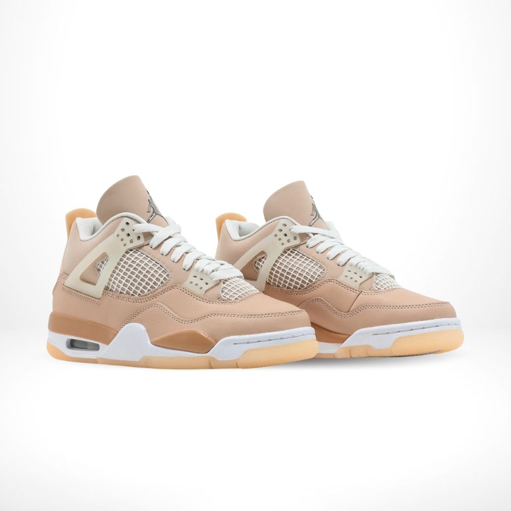 Angled front view of a full pair of Air Jordan 4
