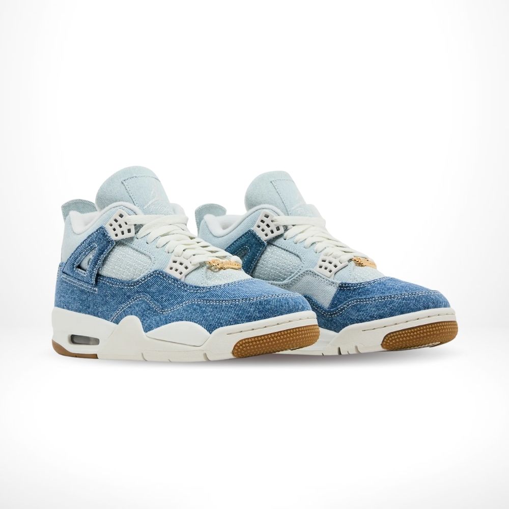 Angled front view of a full pair of Air Jordan 4