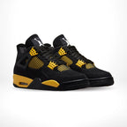 Angled front view of a full pair of Air Jordan 4