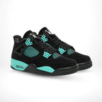 Angled front view of a full pair of Air Jordan 4