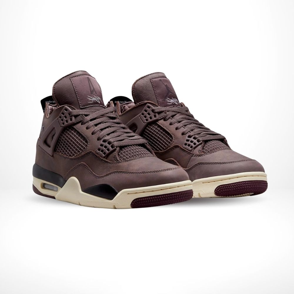 Angled front view of a full pair of Air Jordan 4