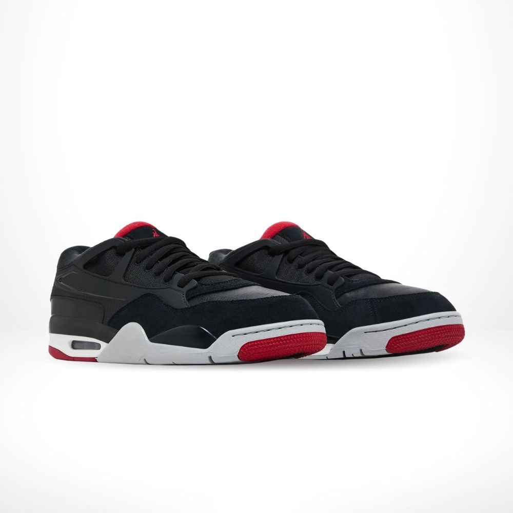 Angled front view of a full pair of Air Jordan 4
