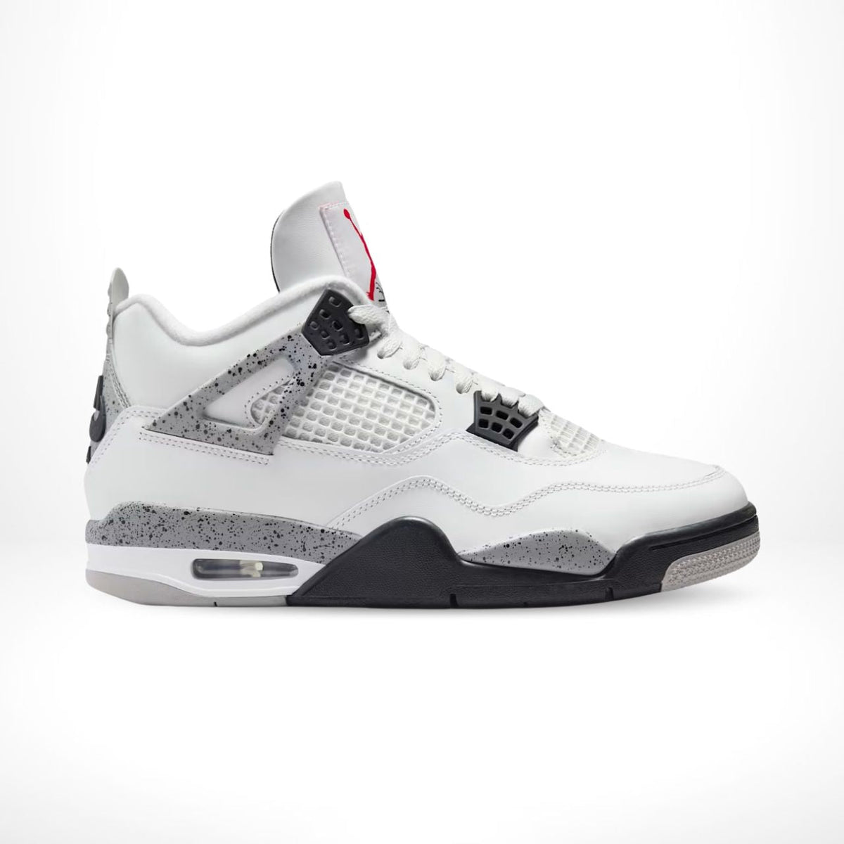 Side view of the Air Jordan 4 White Cement 2025