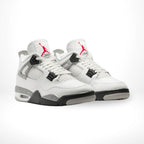 Angled front view of the Air Jordan 4 White Cement 202