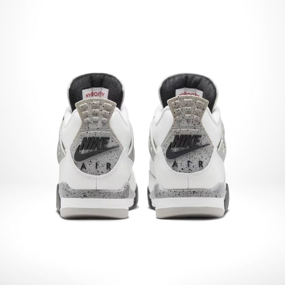 Rear view of the Air Jordan 4 White Cement 2025