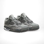 Angled front view of a full pair of Air Jordan 4