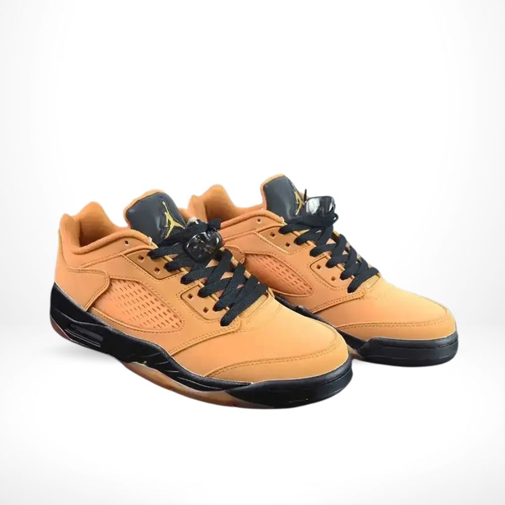 Angled front view of a full pair of Air Jordan 5