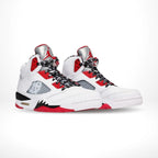 Angled front view of a full pair of Air Jordan 5