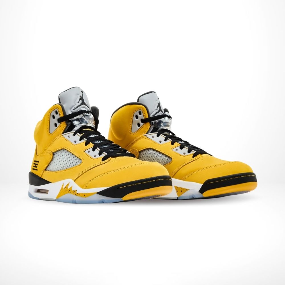 Angled front view of a full pair of Air Jordan 5