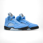 Angled front view of a full pair of Air Jordan 5