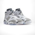 Angled front view of a full pair of Air Jordan 6