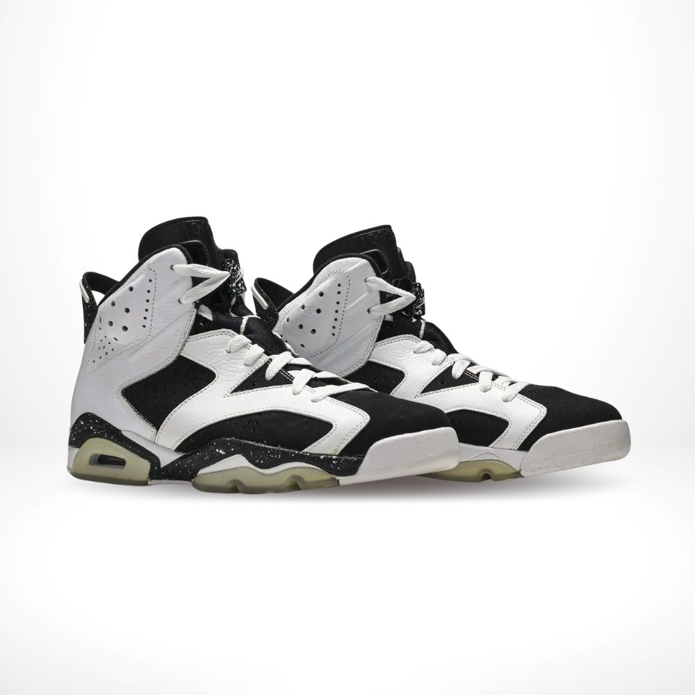 Angled front view of a full pair of Air Jordan 6