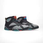 Angled front view of a full pair of Air Jordan 7