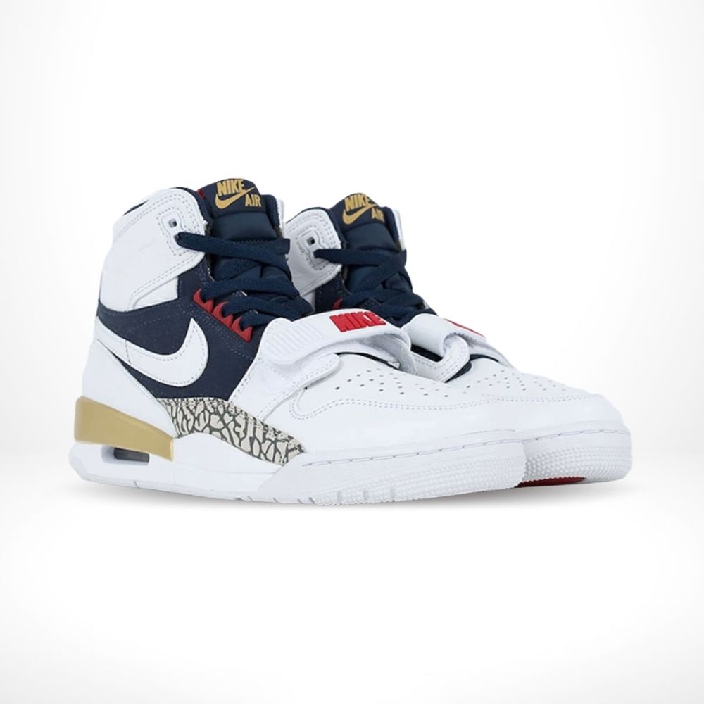 Angled front view of a full pair of Air Jordan Legacy 312