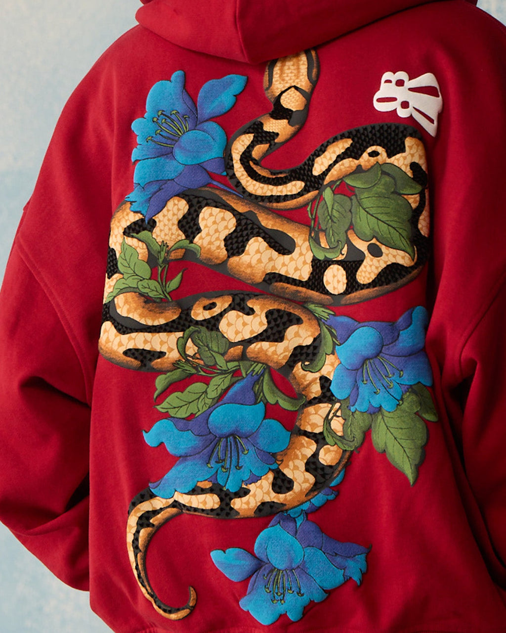 Red Serpent Bloom Zipper Hoodie Polkal™ BluOr