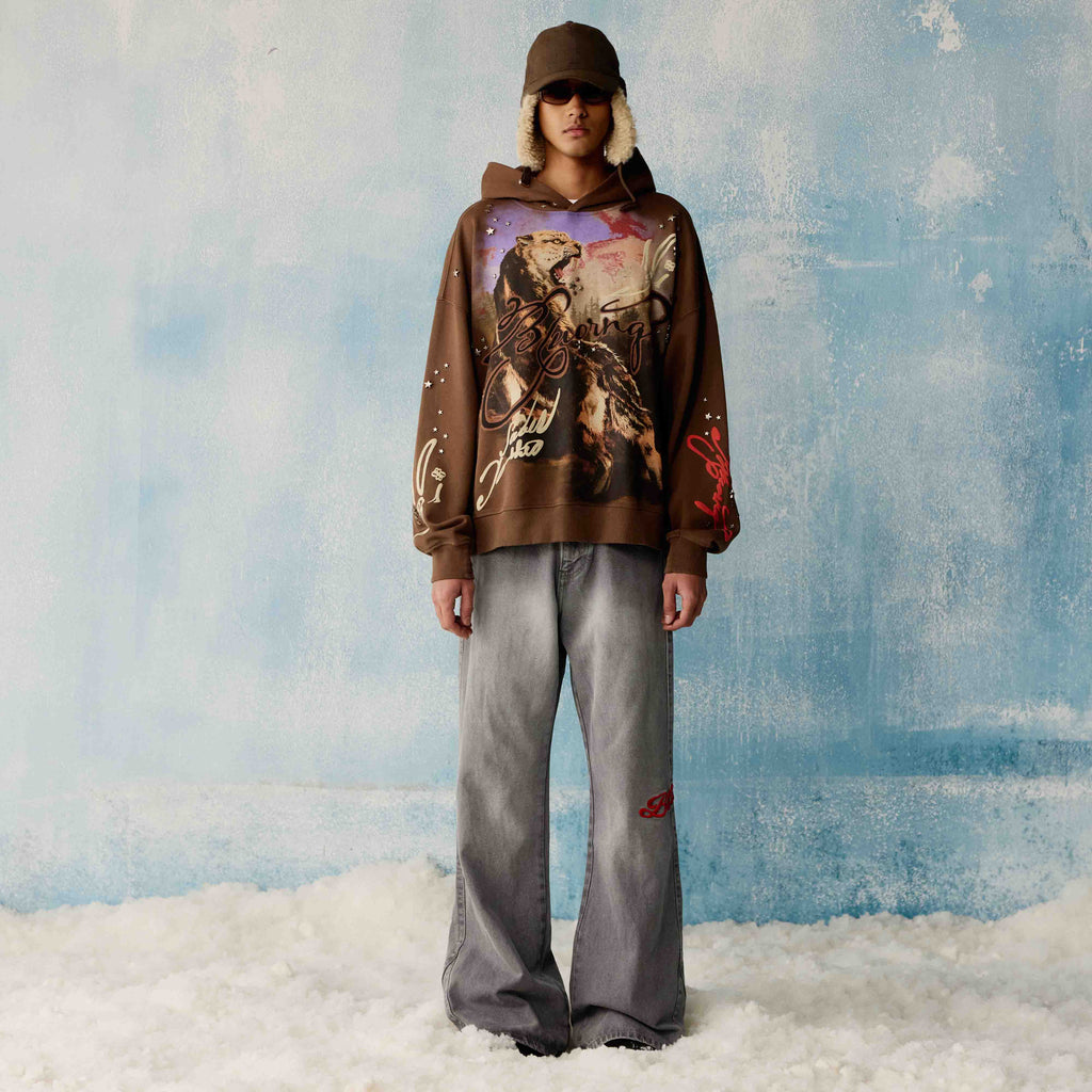 Brown Star Studded Hoodie Polkal™ BluOr