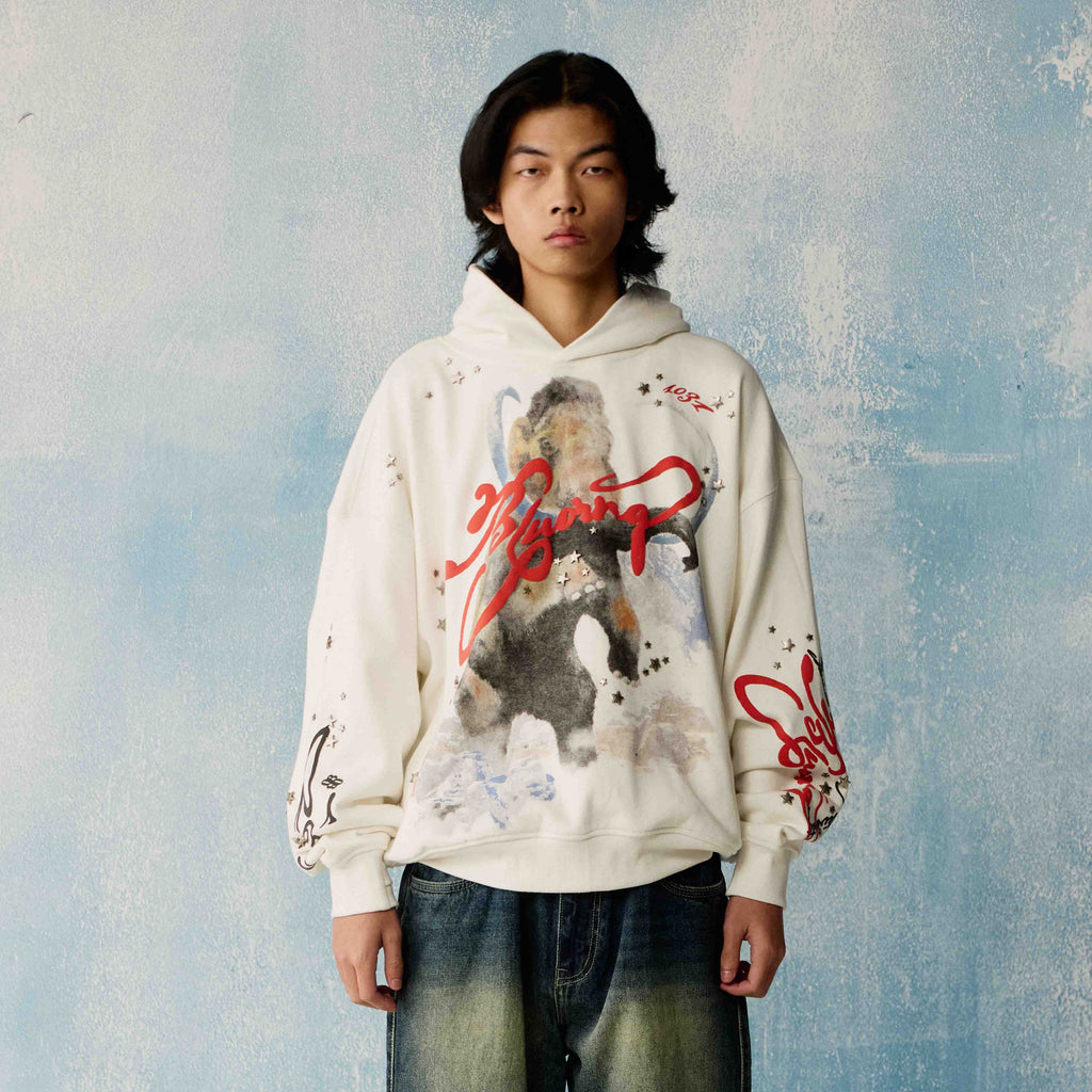 White Star Studded Hoodie Polkal™ BluOr