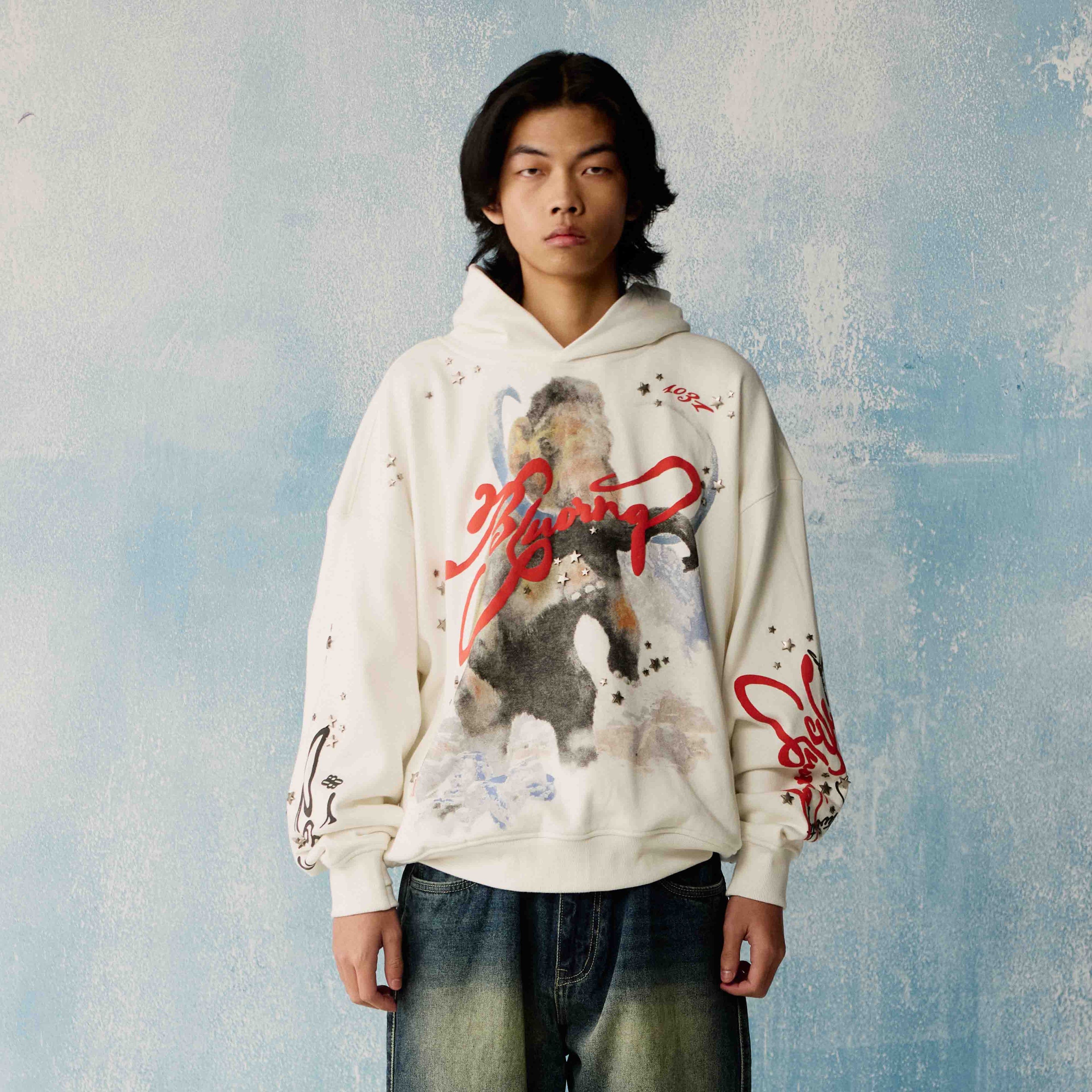 White Star Studded Hoodie Polkal™ BluOr