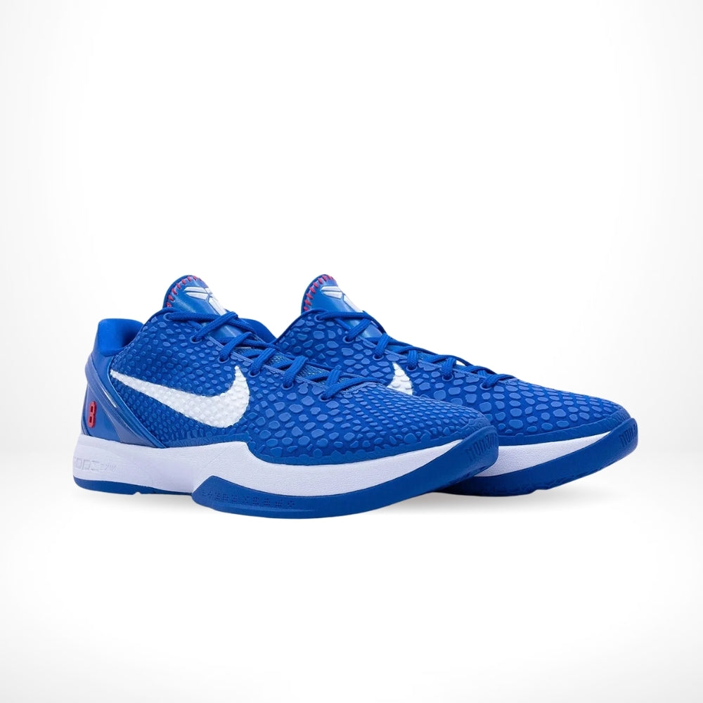 Angled front view of a full pair of Nike Kobe