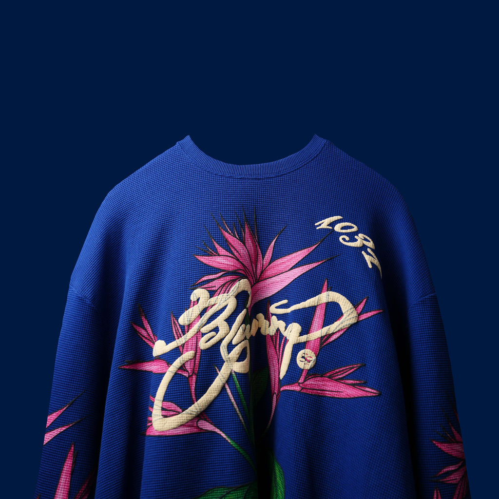 Navy Bird Of Paradise Full Sleeve T-Shirt Polkal™ BluOr